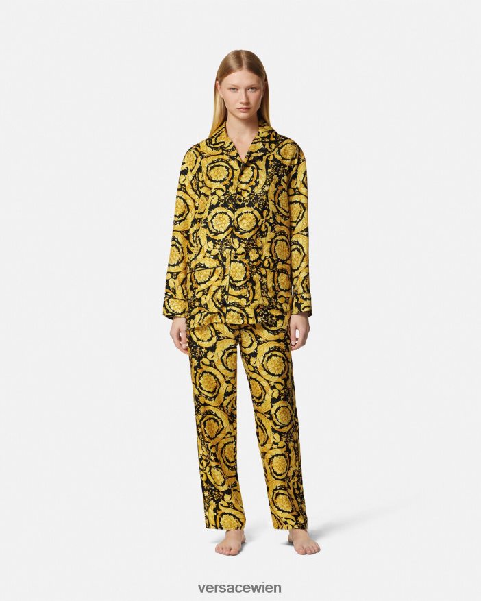 drucken Pyjamahose aus Seide mit Barocco-Print Versace Frauen Unterwäsche und Strandbekleidung 8N4XJD1026