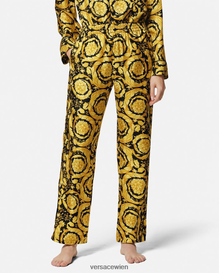 drucken Pyjamahose aus Seide mit Barocco-Print Versace Frauen Unterwäsche und Strandbekleidung 8N4XJD1026