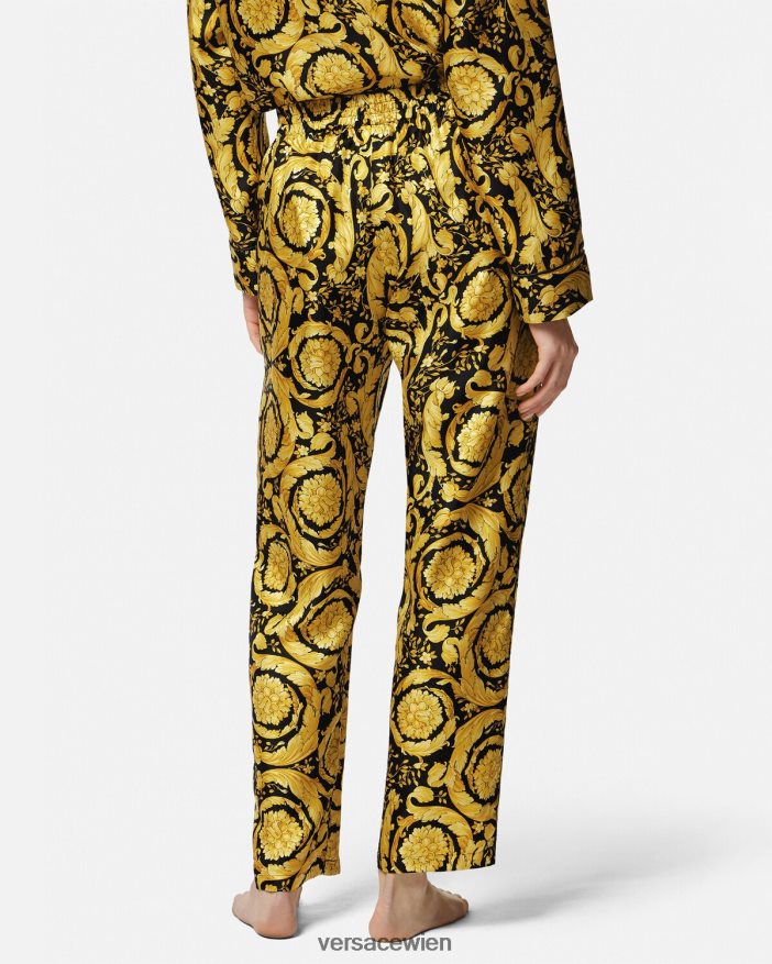 drucken Pyjamahose aus Seide mit Barocco-Print Versace Frauen Unterwäsche und Strandbekleidung 8N4XJD1026
