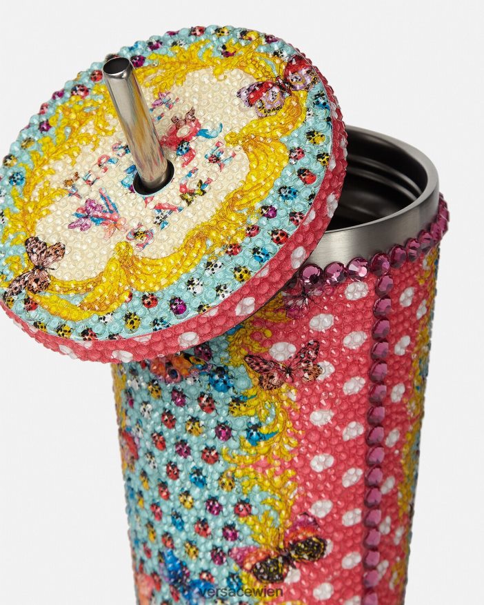 drucken Reisebecher mit Kristallschmetterlingen Versace Frauen Unterwäsche und Strandbekleidung 8N4XJD1194