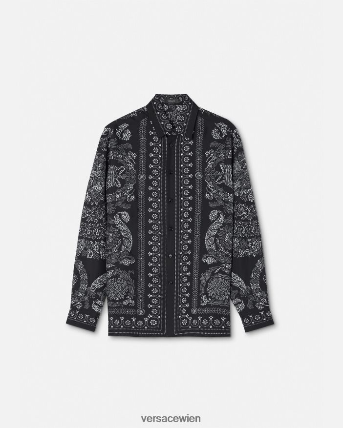 drucken Seidenhemd mit Barocco-Silhouette Versace Männer Kleidung 8N4XJD1316