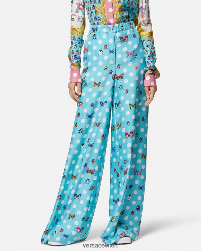 drucken Seidenhose mit Schmetterlingen Versace Frauen Kleidung 8N4XJD196