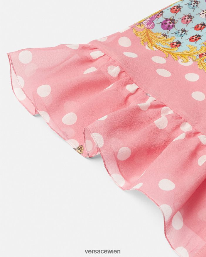 drucken Seidenkleid mit Schmetterlingen Versace Kinder Kleidung 8N4XJD1941