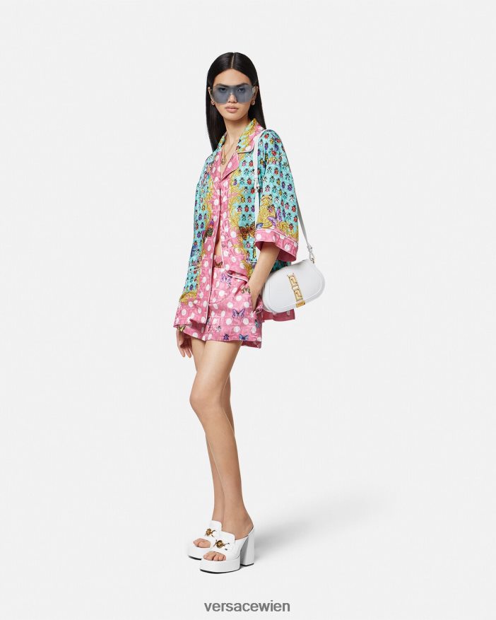 drucken Shorts aus Seidenmischung mit Schmetterlingen Versace Frauen Kleidung 8N4XJD197