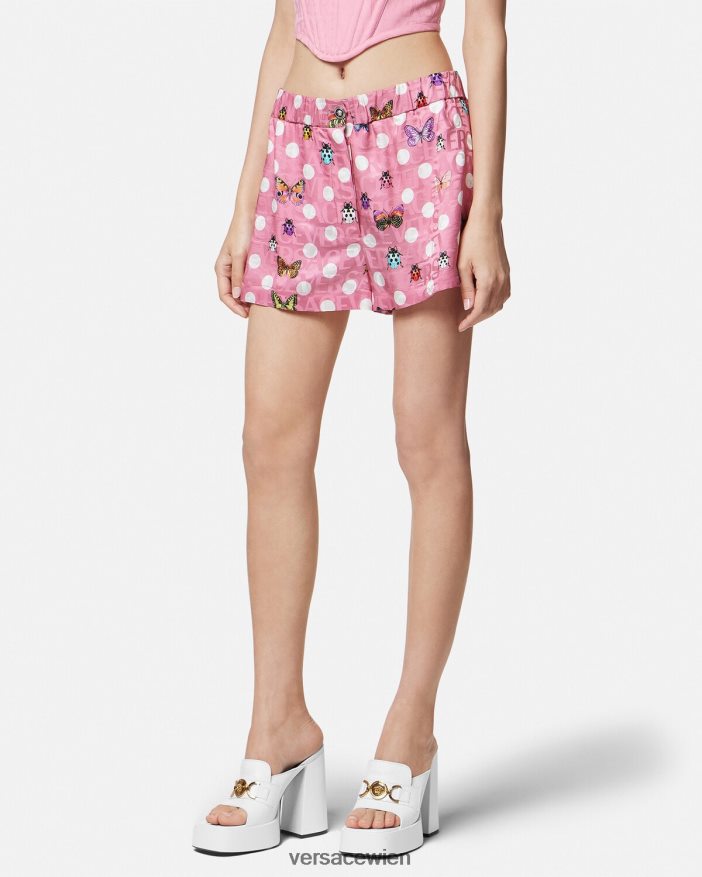 drucken Shorts aus Seidenmischung mit Schmetterlingen Versace Frauen Kleidung 8N4XJD197