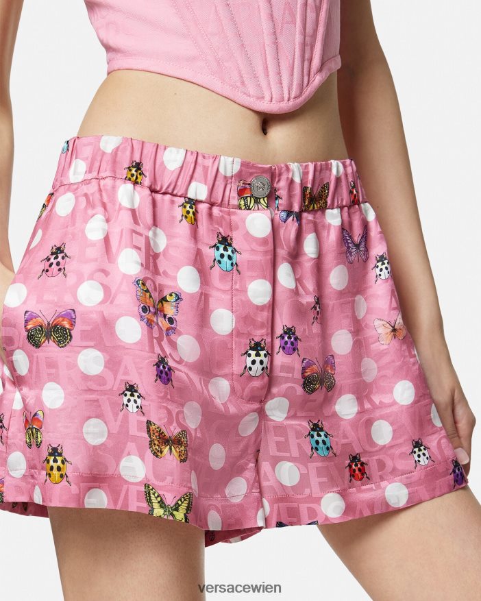 drucken Shorts aus Seidenmischung mit Schmetterlingen Versace Frauen Kleidung 8N4XJD197
