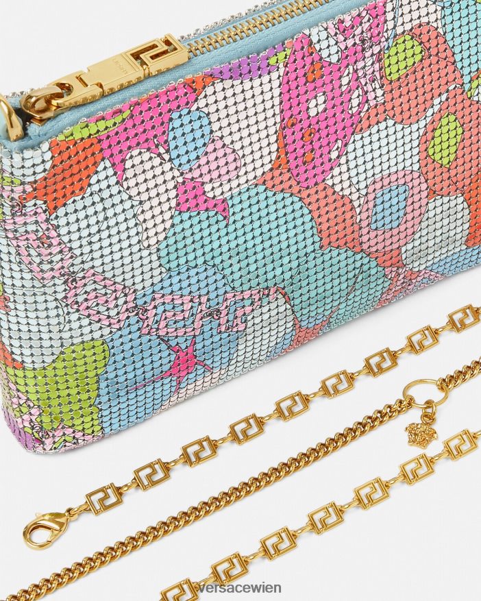 drucken Sommer-Clutch aus Metallgeflecht mit Blumenmuster Versace Frauen Taschen 8N4XJD380