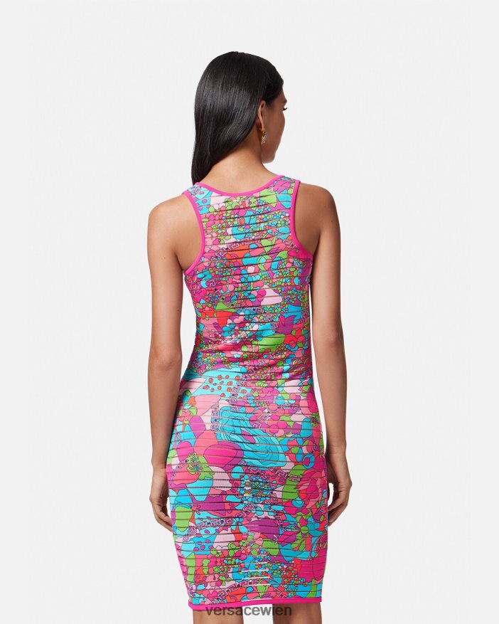 drucken Sommer-Strick-Midikleid mit Blumenmuster Versace Frauen Kleidung 8N4XJD12
