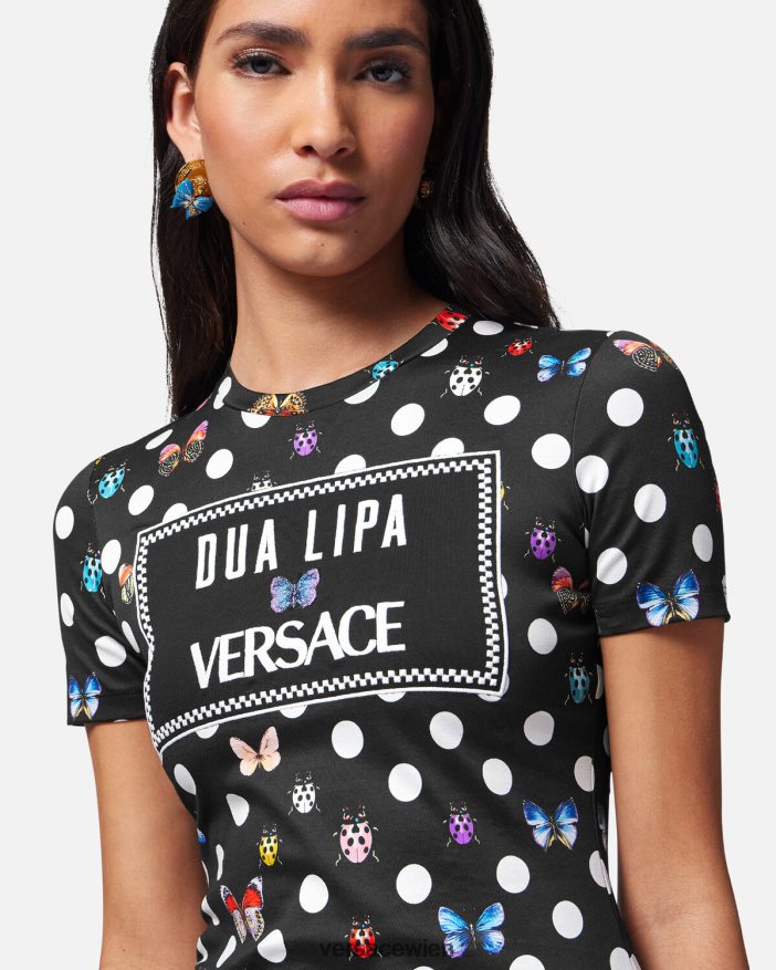 drucken T-Shirt mit bestickten Schmetterlingen Versace Frauen Kleidung 8N4XJD130
