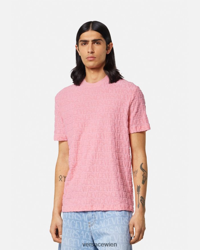eine Farbe Allover-Handtuch-T-Shirt Versace Männer Kleidung 8N4XJD1353