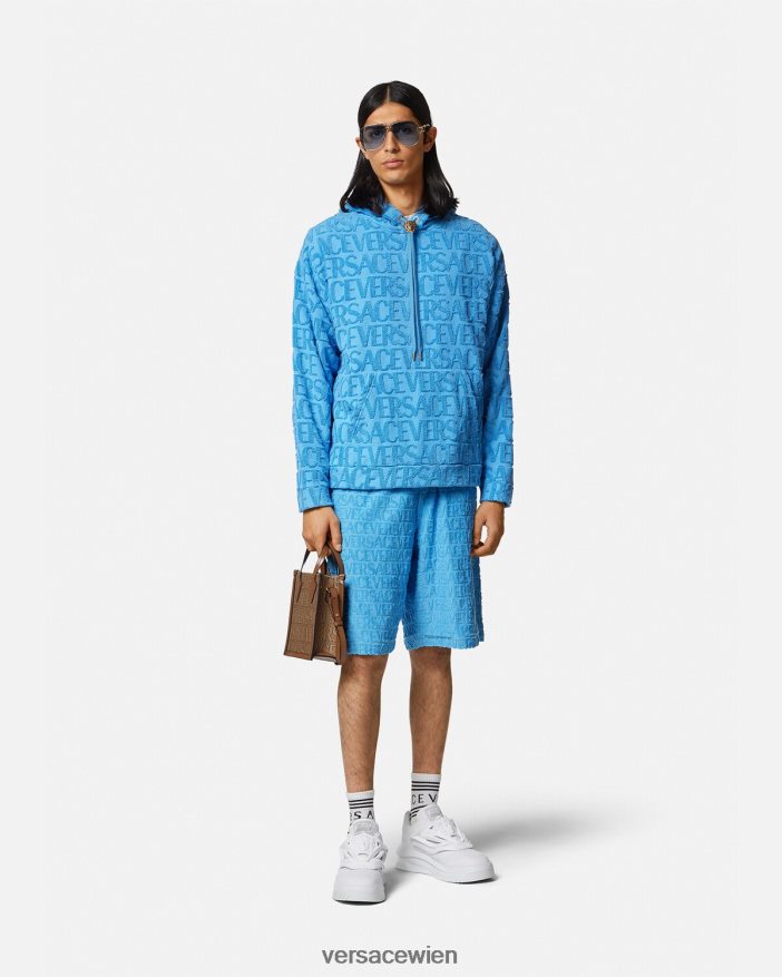 eine Farbe Allover-Kapuzenpullover aus Handtuch Versace Männer Kleidung 8N4XJD1412