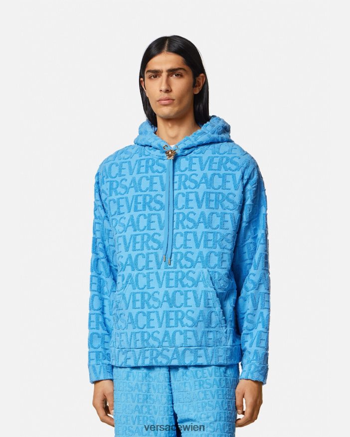eine Farbe Allover-Kapuzenpullover aus Handtuch Versace Männer Kleidung 8N4XJD1412
