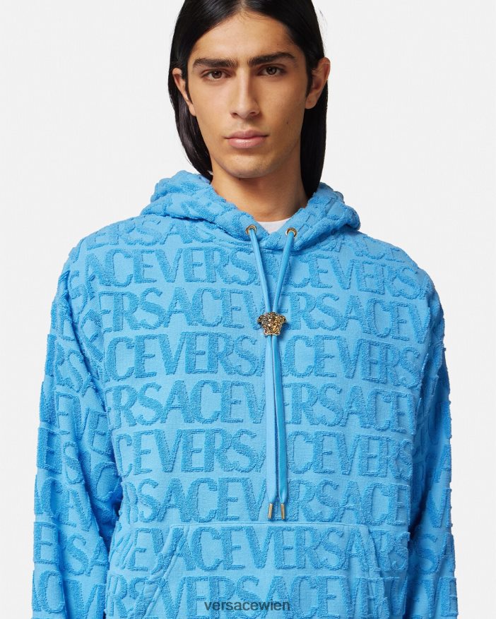 eine Farbe Allover-Kapuzenpullover aus Handtuch Versace Männer Kleidung 8N4XJD1412
