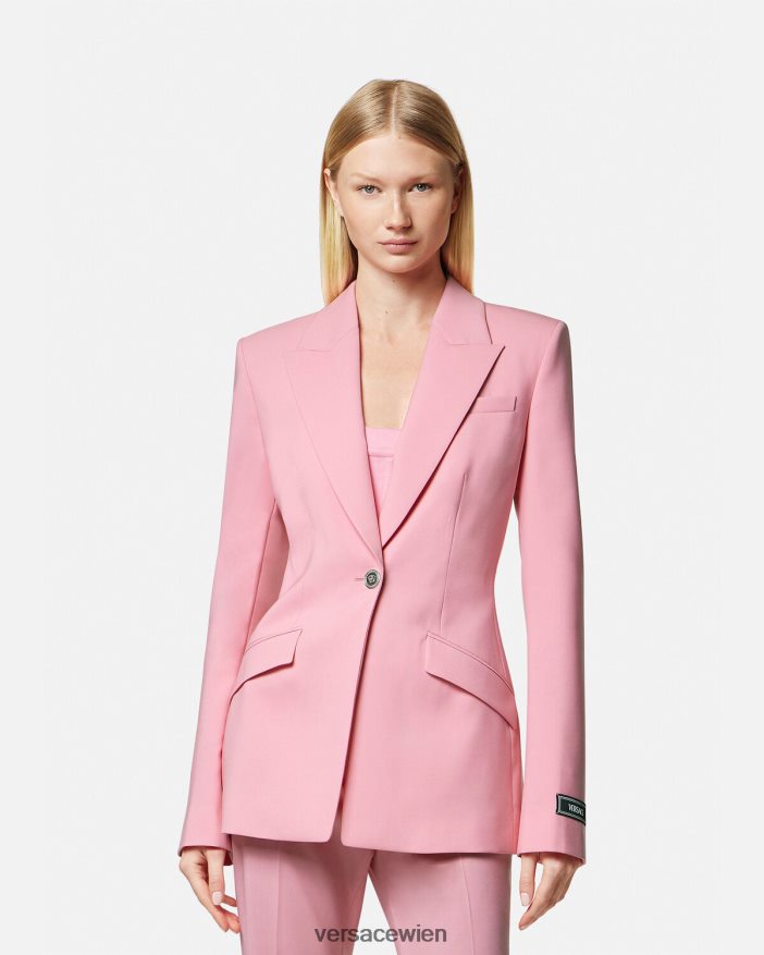 eine Farbe Einreihiger Blazer mit Medusa-Print Versace Frauen Kleidung 8N4XJD108