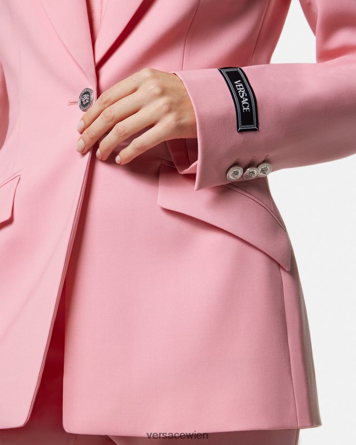 eine Farbe Einreihiger Blazer mit Medusa-Print Versace Frauen Kleidung 8N4XJD108