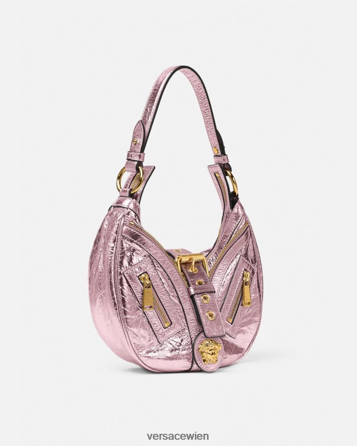eine Farbe Kleine Hobo-Tasche mit Metallic-Muster Versace Frauen Taschen 8N4XJD278