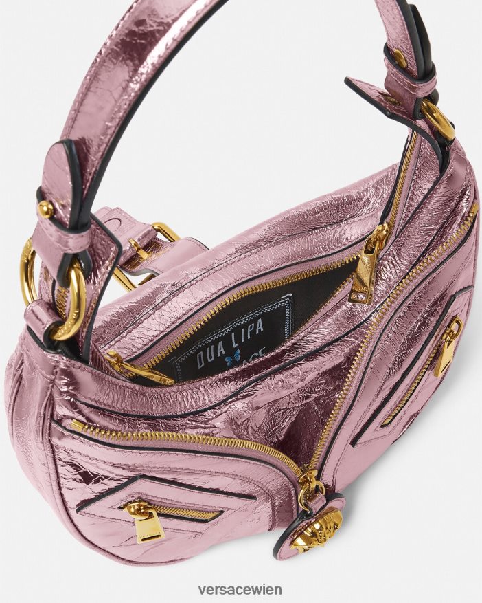 eine Farbe Kleine Hobo-Tasche mit Metallic-Muster Versace Frauen Taschen 8N4XJD278