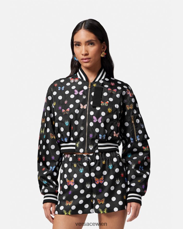 eine Farbe Kurze Bomberjacke mit Schmetterlingen Versace Frauen Kleidung 8N4XJD78