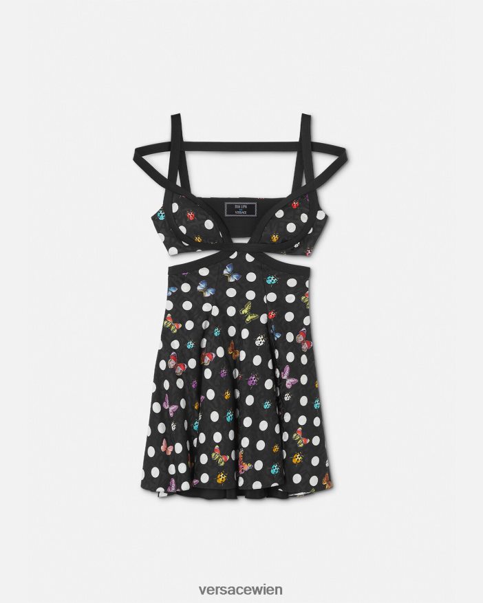 eine Farbe Minikleid mit Schmetterlingsausschnitt Versace Frauen Kleidung 8N4XJD8