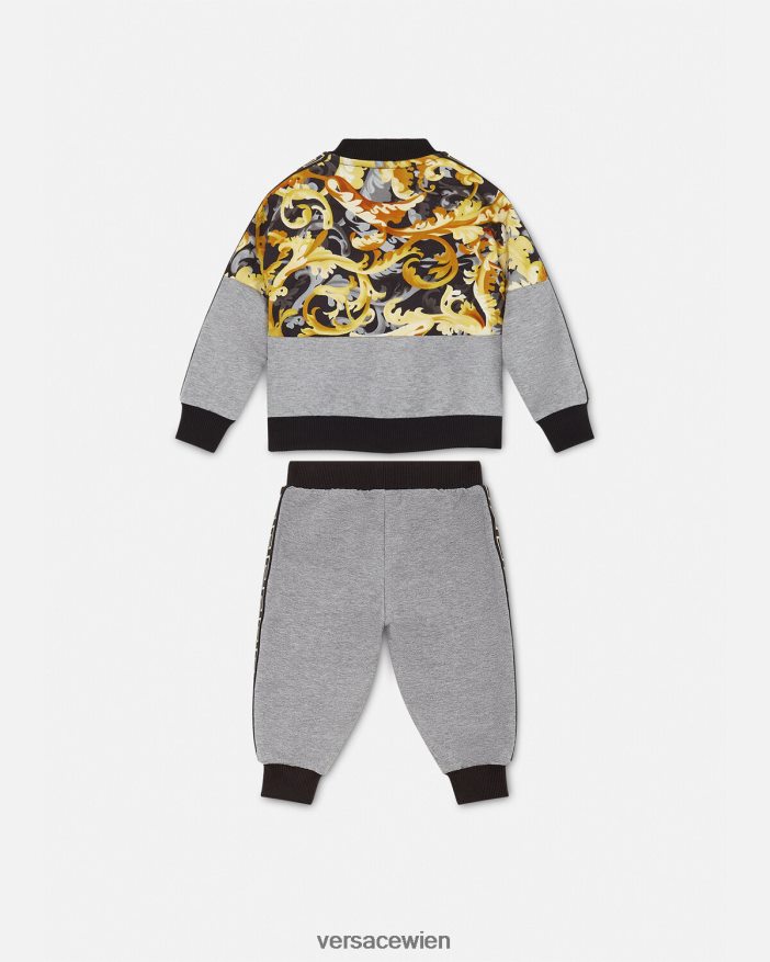 grau  bedruckt Barocco Baby-Sweatset Versace Kinder Kleidung 8N4XJD1884