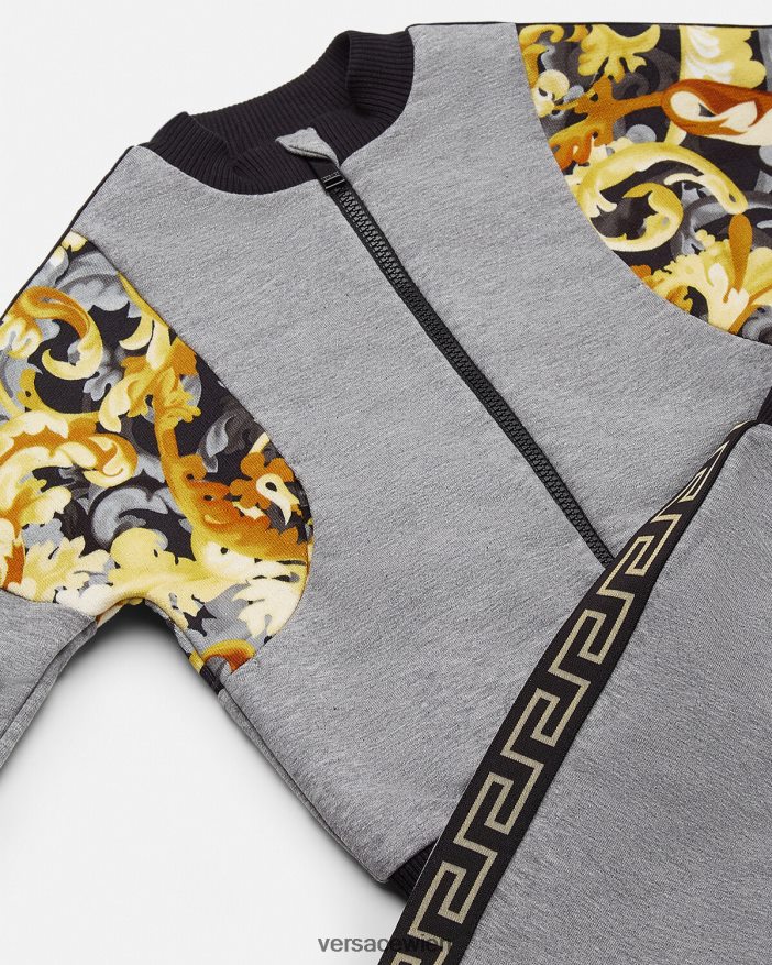 grau  bedruckt Barocco Baby-Sweatset Versace Kinder Kleidung 8N4XJD1884