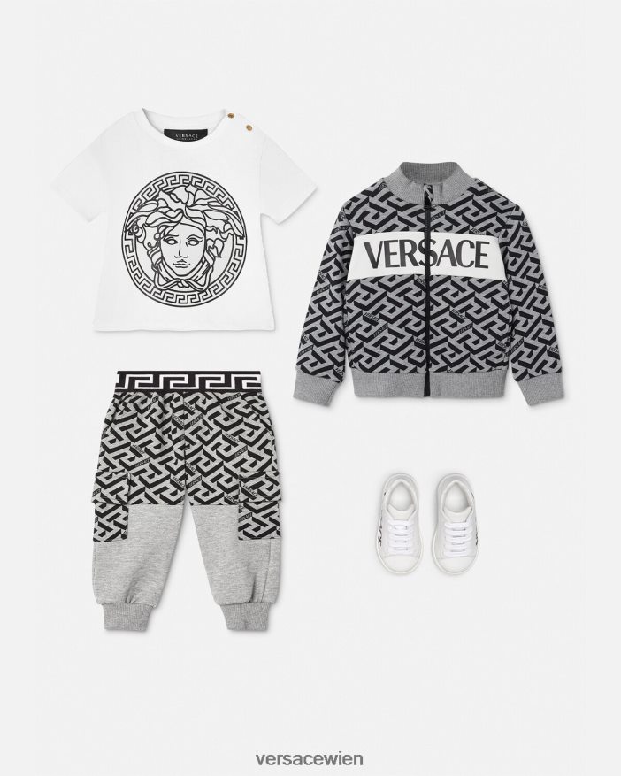 grau  bedruckt La Greca Baby-Sweatshirt mit Reißverschluss Versace Kinder Kleidung 8N4XJD1909