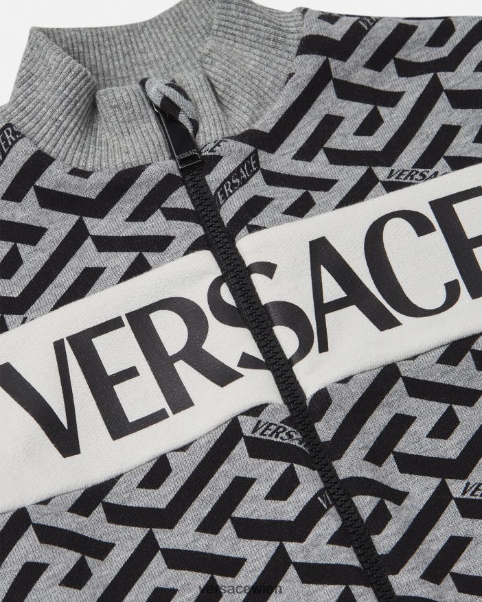 grau  bedruckt La Greca Baby-Sweatshirt mit Reißverschluss Versace Kinder Kleidung 8N4XJD1909