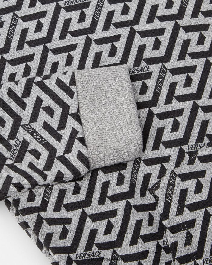 grau  bedruckt La Greca-Kapuzenpullover Versace Kinder Kleidung 8N4XJD2118