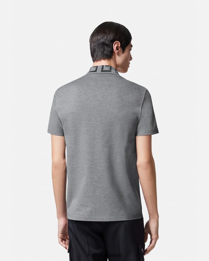 grau Greca-Kurzarm-Poloshirt Versace Männer Kleidung 8N4XJD1358