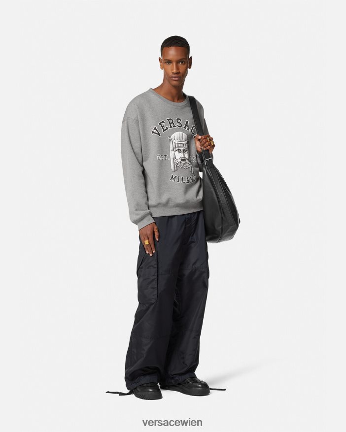 grau La Maschera-Logo-Sweatshirt Versace Männer Kleidung 8N4XJD1415