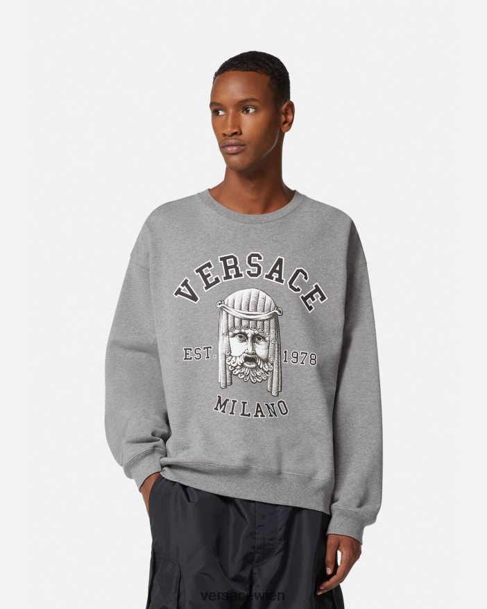 grau La Maschera-Logo-Sweatshirt Versace Männer Kleidung 8N4XJD1415