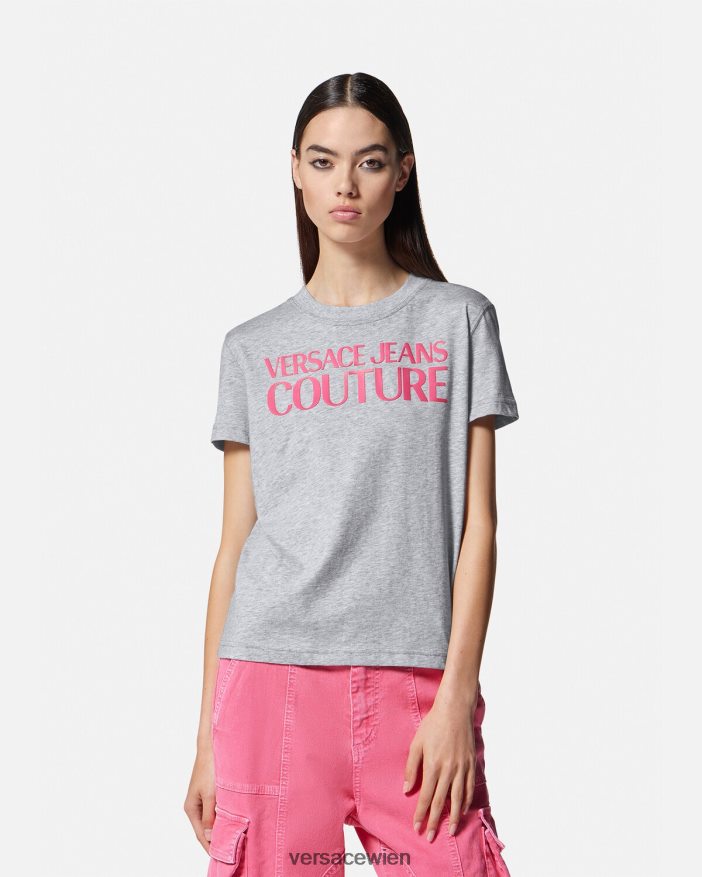 grau Logo-T-Shirt Versace Frauen Kleidung 8N4XJD2171