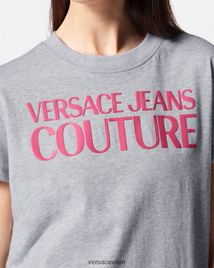 grau Logo-T-Shirt Versace Frauen Kleidung 8N4XJD2171