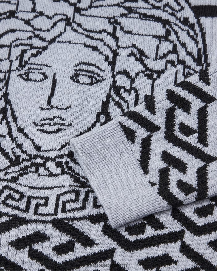 grau Medusa-La-Greca-Pullover Versace Kinder Kleidung 8N4XJD1994
