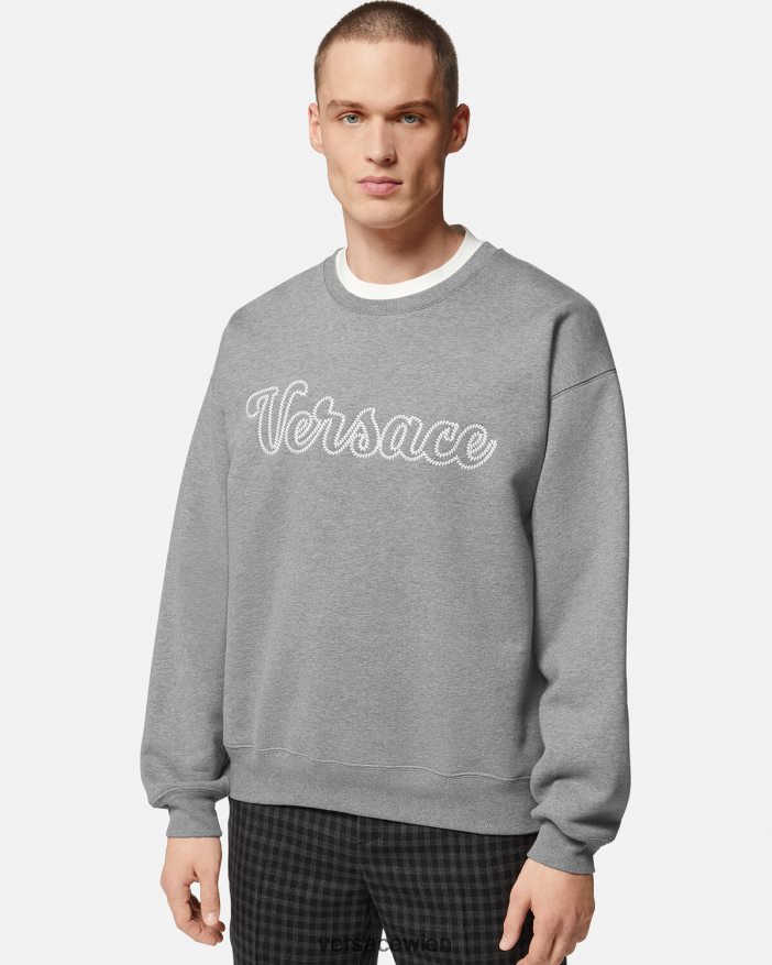 grau Sweatshirt mit College-Logo Versace Männer Kleidung 8N4XJD1424