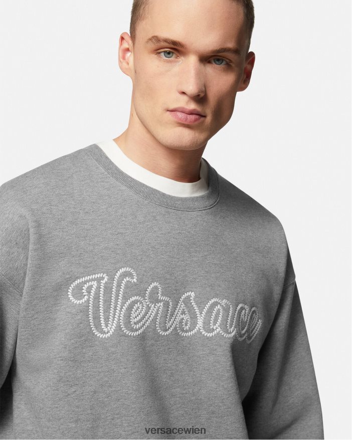 grau Sweatshirt mit College-Logo Versace Männer Kleidung 8N4XJD1424