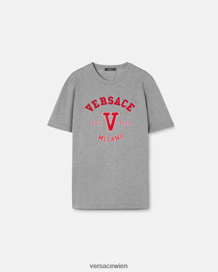 grau T-Shirt mit Uni-Logo Versace Männer Kleidung 8N4XJD1403