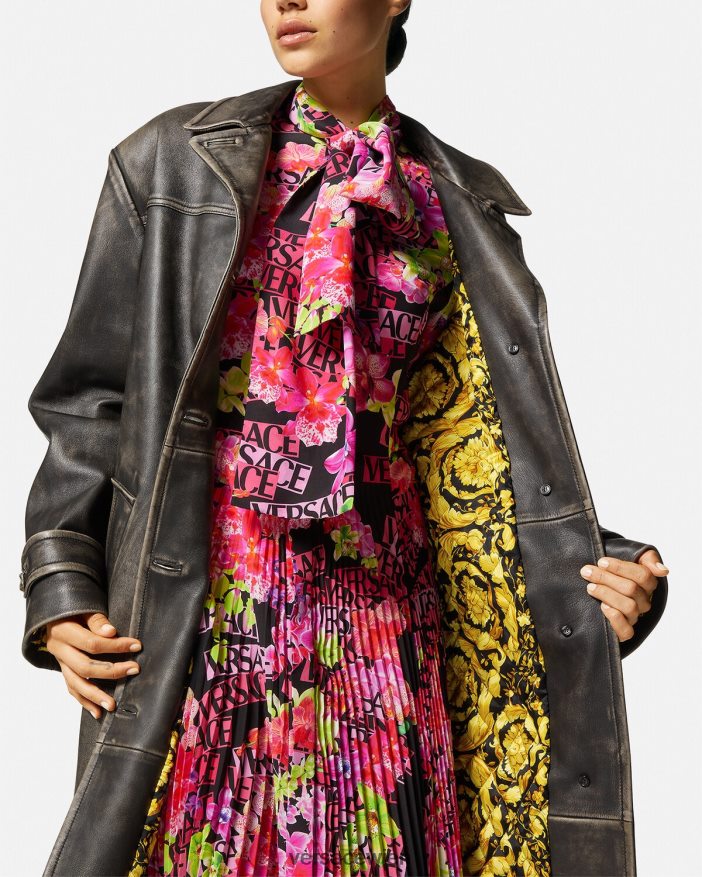 grau Trenchcoat aus gebürstetem Leder im Barocco-Stil Versace Frauen Kleidung 8N4XJD97