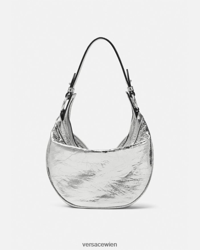 grau Wiederholen Sie die kleine Hobo-Tasche aus Metall Versace Frauen Taschen 8N4XJD280