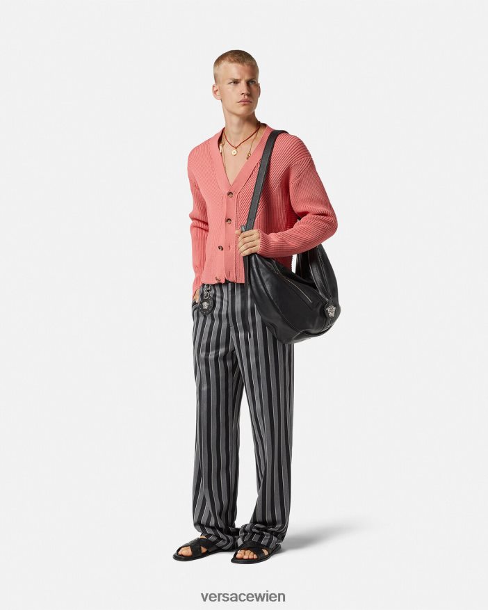 grau gestreifte Wollhose Versace Männer Kleidung 8N4XJD1269