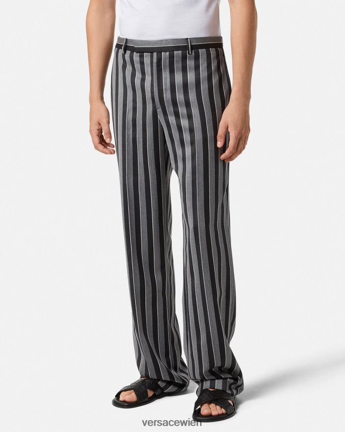 grau gestreifte Wollhose Versace Männer Kleidung 8N4XJD1269