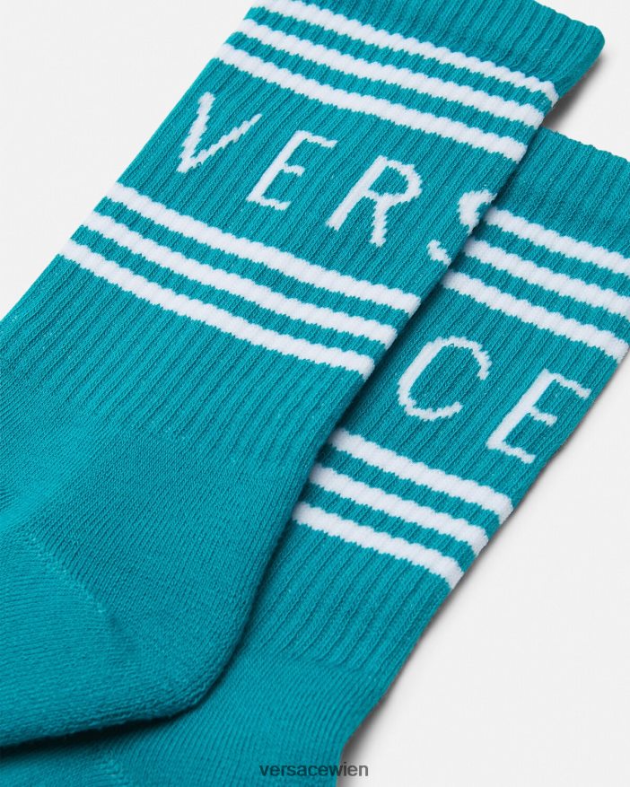 grünes Wasser Socken mit 90er-Jahre-Vintage-Logo Versace Frauen Unterwäsche und Strandbekleidung 8N4XJD1107