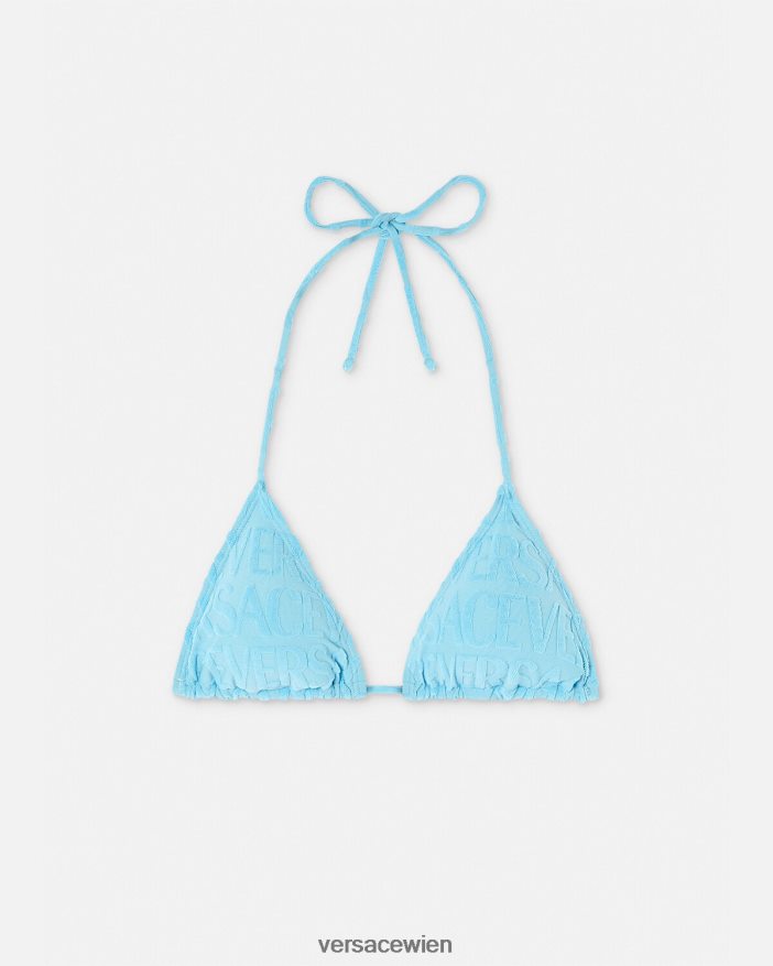 hellblau Allover-Bikinioberteil aus Handtuch Versace Frauen Unterwäsche und Strandbekleidung 8N4XJD1119