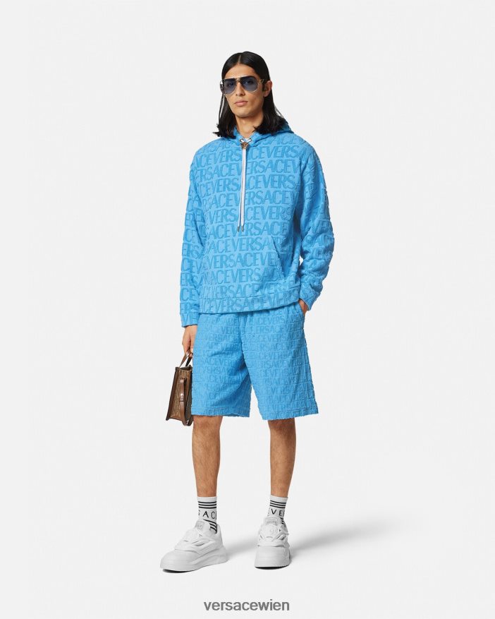 hellblau Allover-Handtuchshorts Versace Männer Kleidung 8N4XJD1431