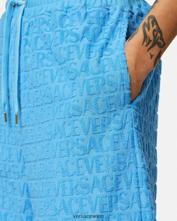 hellblau Allover-Handtuchshorts Versace Männer Kleidung 8N4XJD1431