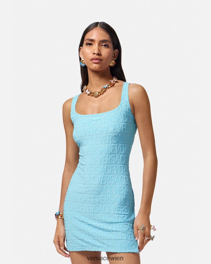 hellblau Allover-Kleiderüberwurf aus Handtuch Versace Frauen Unterwäsche und Strandbekleidung 8N4XJD1190
