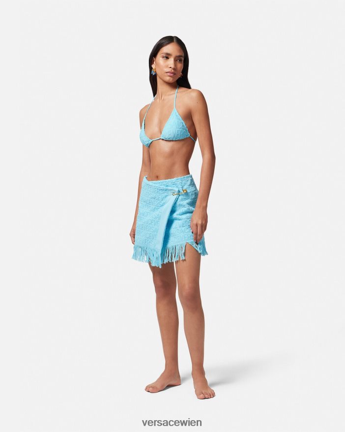 hellblau Allover-Wickelrock aus Handtuch Versace Frauen Unterwäsche und Strandbekleidung 8N4XJD1186