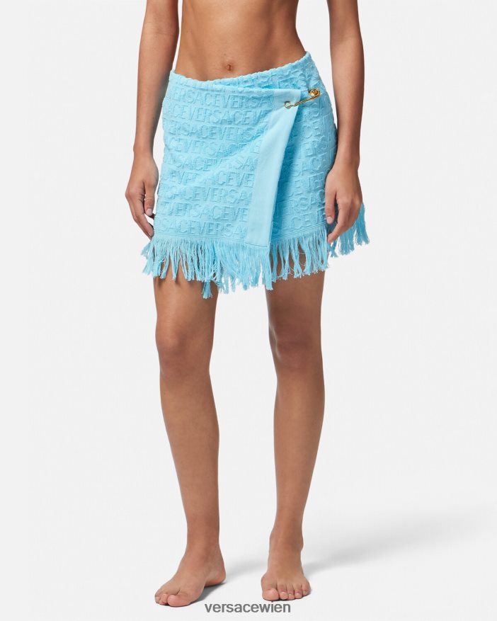 hellblau Allover-Wickelrock aus Handtuch Versace Frauen Unterwäsche und Strandbekleidung 8N4XJD1186