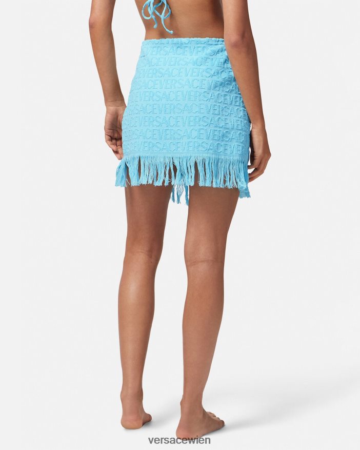 hellblau Allover-Wickelrock aus Handtuch Versace Frauen Unterwäsche und Strandbekleidung 8N4XJD1186