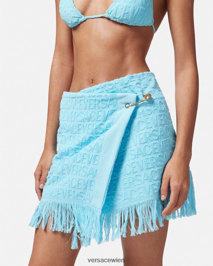 hellblau Allover-Wickelrock aus Handtuch Versace Frauen Unterwäsche und Strandbekleidung 8N4XJD1186